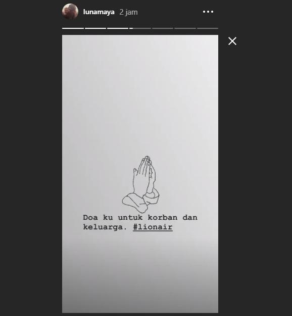 Ucapan duka dari artis untuk korban pesawat Lion Air JT 610. (Instagram/@lunamaya)