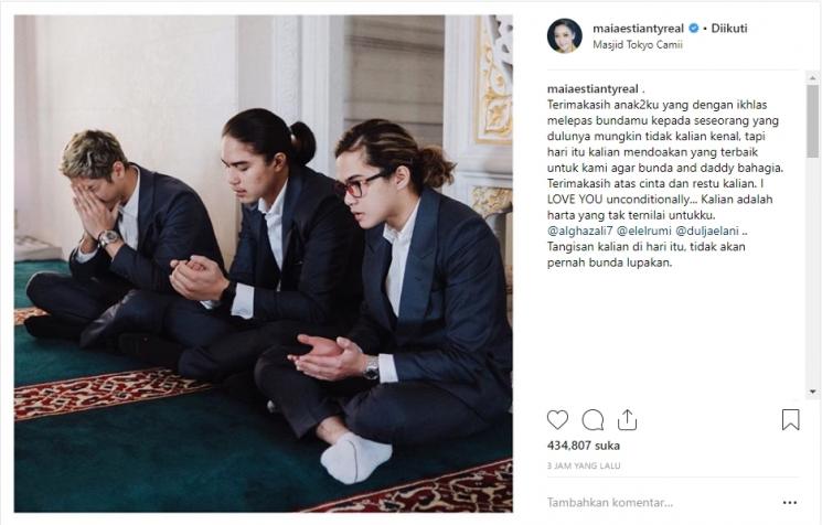 Tangis Al, El, Dul pecah saat Maia Estianty menikah. (Instagram/@maiaestiantyreal)