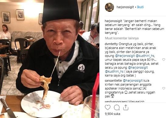 Harjono Sigit posting fotonya saat makan. [Instagram @harjonosigit]