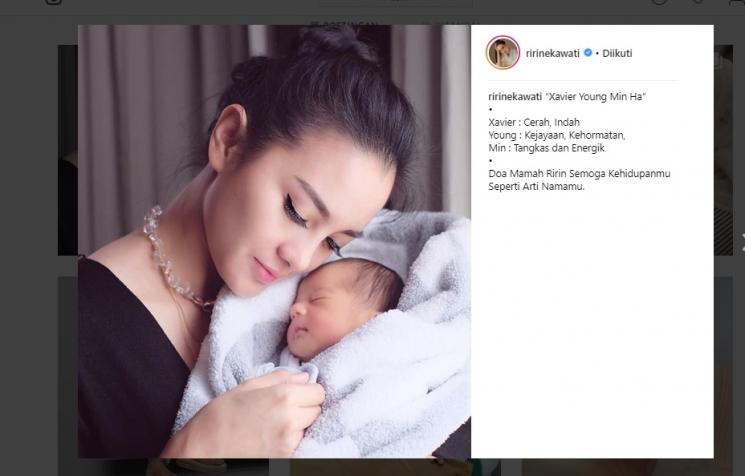Xavier Young Min Ha, buah hati Rini Yulianti. (Instagram/@ririnekawati)