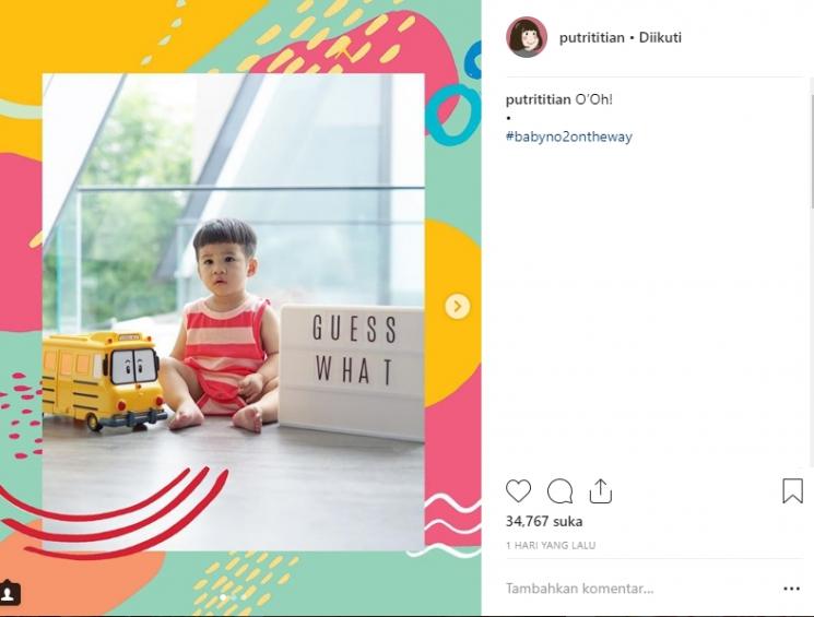 Cara unik Putri Titian umumkan hamil anak kedua (Instagram/@putrititian)