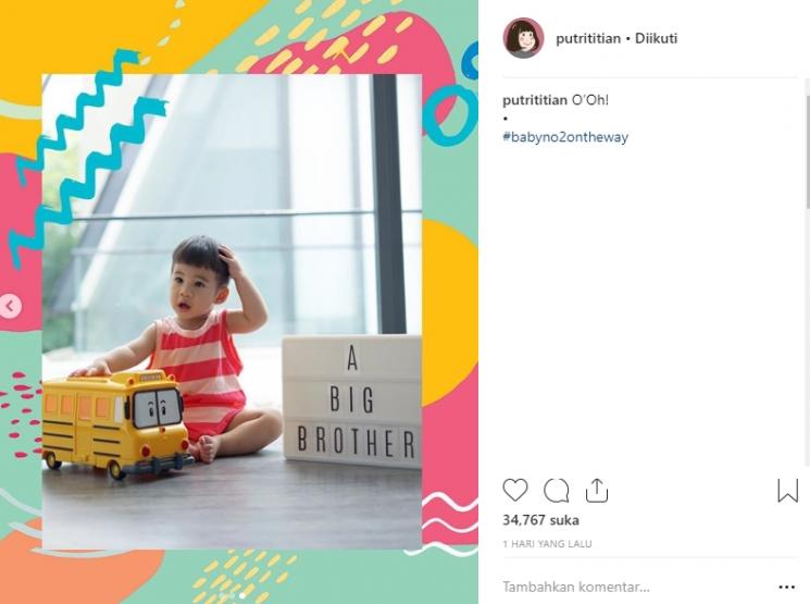 Cara unik Putri Titian umumkan hamil anak kedua (Instagram/@putrititian)