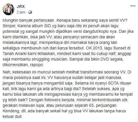 Alasan Jerinx SID kesal pada Via Vallen. (Facebook/@JRXSID)