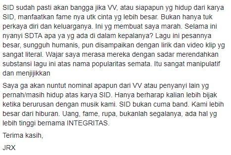 Alasan Jerinx SID kesal pada Via Vallen. (Facebook/@JRXSID)