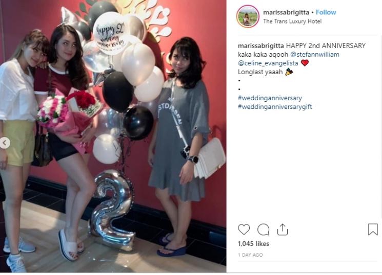 Ultah pernikahan kedua Stefan William dan Celine Evangelista (Instagram/@marissabrigitta)