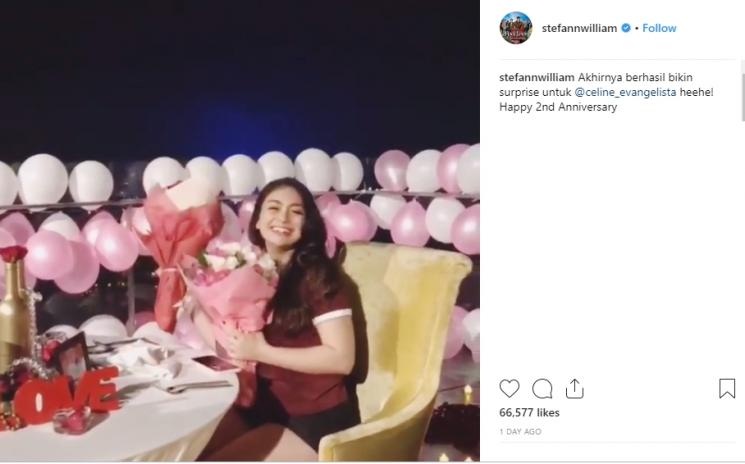 Ultah pernikahan kedua Stefan William dan Celine Evangelista (Instagram/@stefannwilliam)
