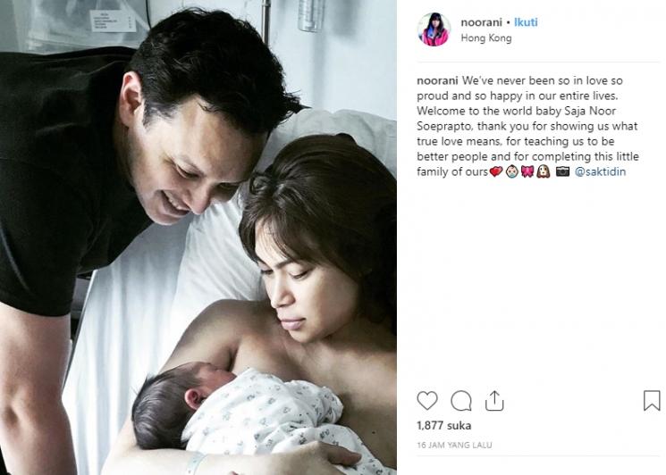 Moreno Soeprapto dan Noorani Sukardi dikaruniai anak pertama (Instagram/@noorani)