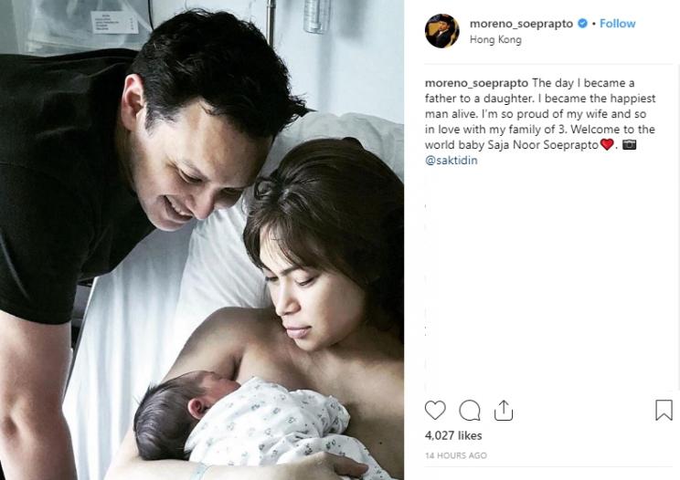 Moreno Soeprapto dan Noorani Sukardi dikaruniai anak pertama (Instagram/@moreno_soeprapto)