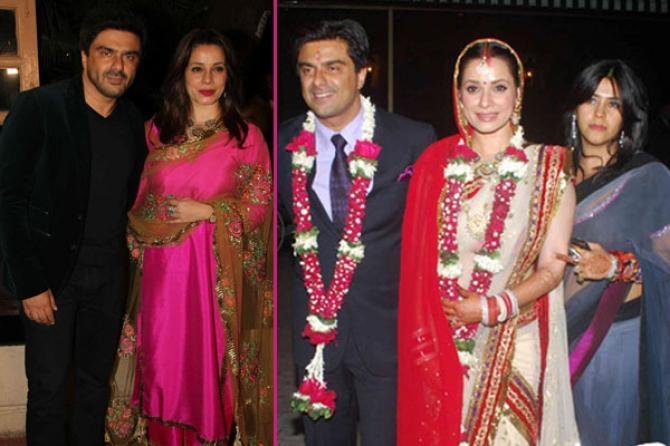 Ekta Kapoor bersama Neelam Kothari dan Samir Soni (Instagram/bollywoodshaadis.com)