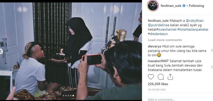 Momen ulang tahun Sule. (Instagram/@ferdinan_sule)