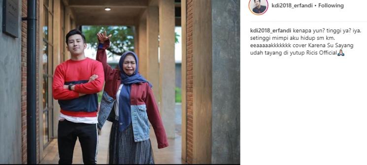 Fandi KDI dan Ria Ricis. (Instagram/@kdi2018_erfandi)