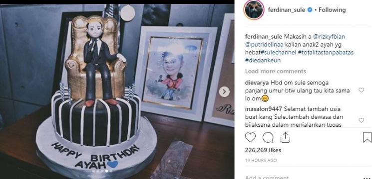 Momen ulang tahun Sule. (Instagram/@ferdinan_sule)