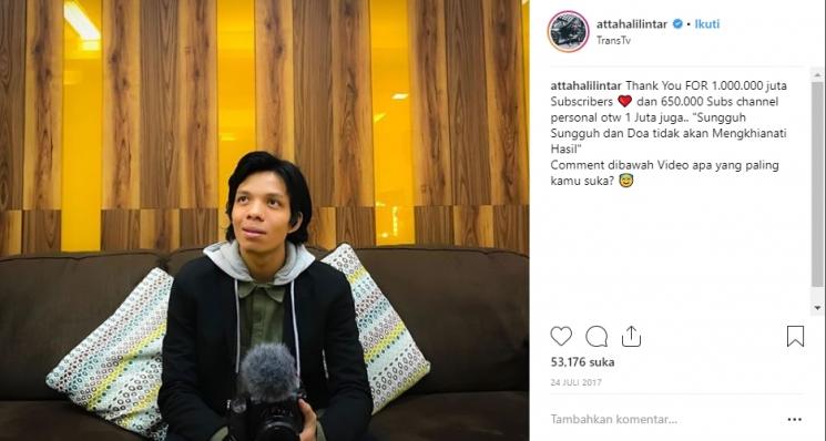 Penampilan polosan Atta Halilintar. (Instagram/@attahalilintar)