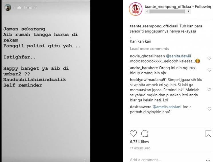 Postingan Mytha Lestari. (Instagram/@taante_reempong_officiaall)