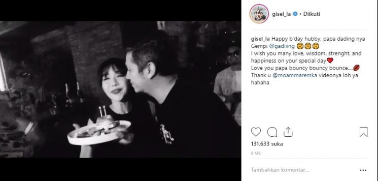 Kemesraan Gisella Anastasia dan Gading Marten. (Instagram/@gisel_la)