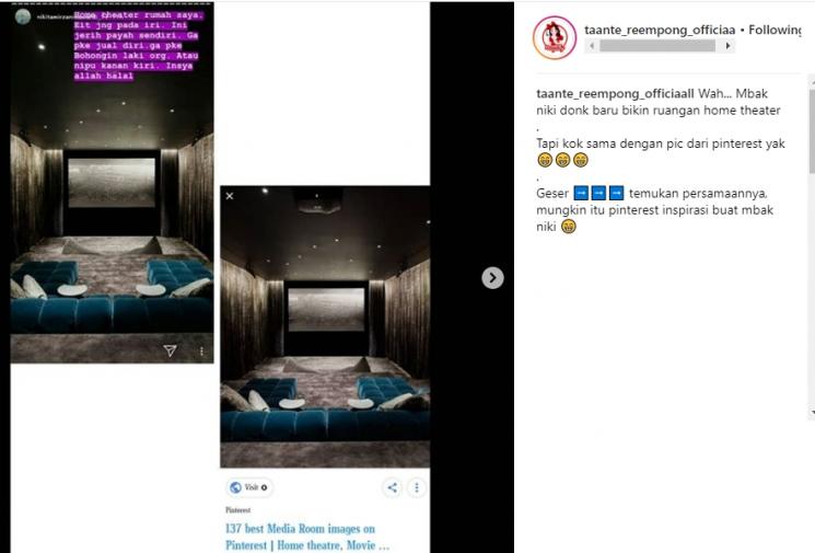 Bukti foto Nikita Mirzani dama dengan di Pinterest. (Instagram/@taante_reempong_officiaall)