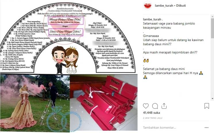 Undangan pernikahan Daus Mini. (Instagram/@lambe_turah)