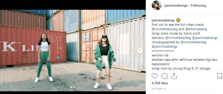 Jasmine Salsabila Abeng (kanan). (Instagram/@jasmineabengs)