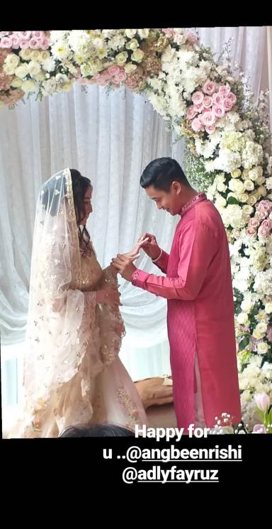 Momen tunangan Adly Fairuz dan Angbeen Rishi (Instagram/@nidyasantisa)