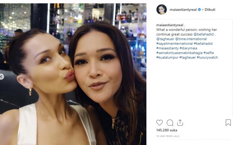 Maia Estianty ketemu Bella Hadid (Instagram/@maiaestiantyreal)
