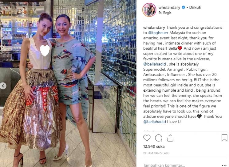Momen Whulandary Herman ketemu Bella Hadid (Instagram/@whulandary)