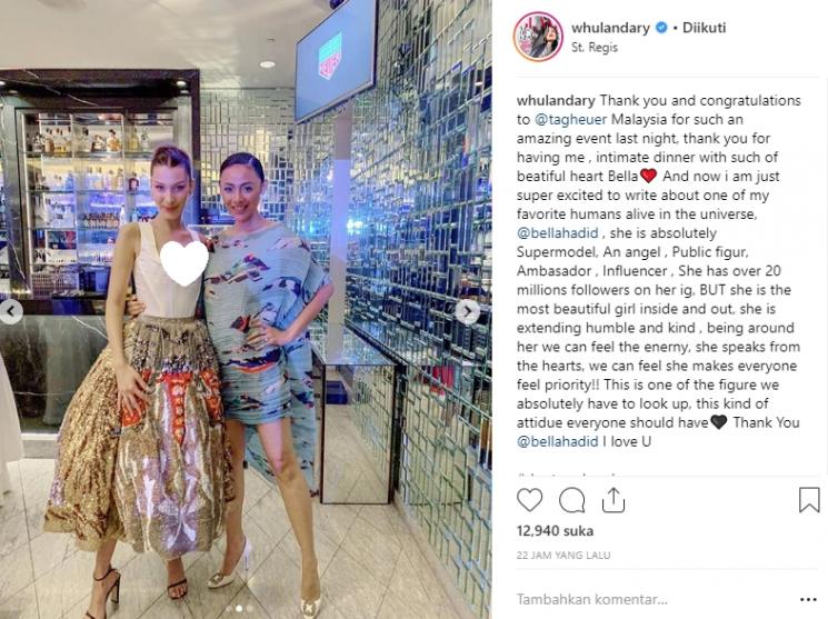 Momen Whulandary Herman ketemu Bella Hadid (Instagram/@whulandary)