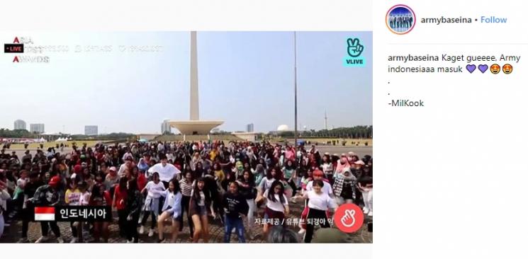 Flashmob Army Indonesia di Monas. (Instagram/@armybaseina)