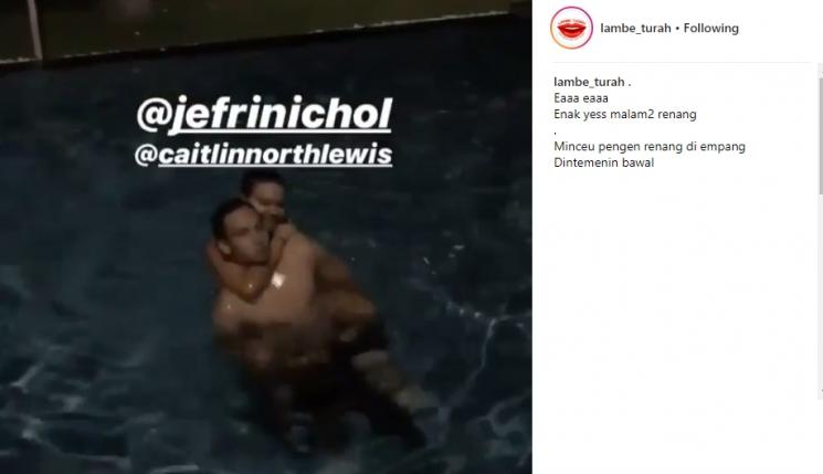 Jefri Nichol dan Caitlin North Lewis. (Instagram/@lambe_turah)