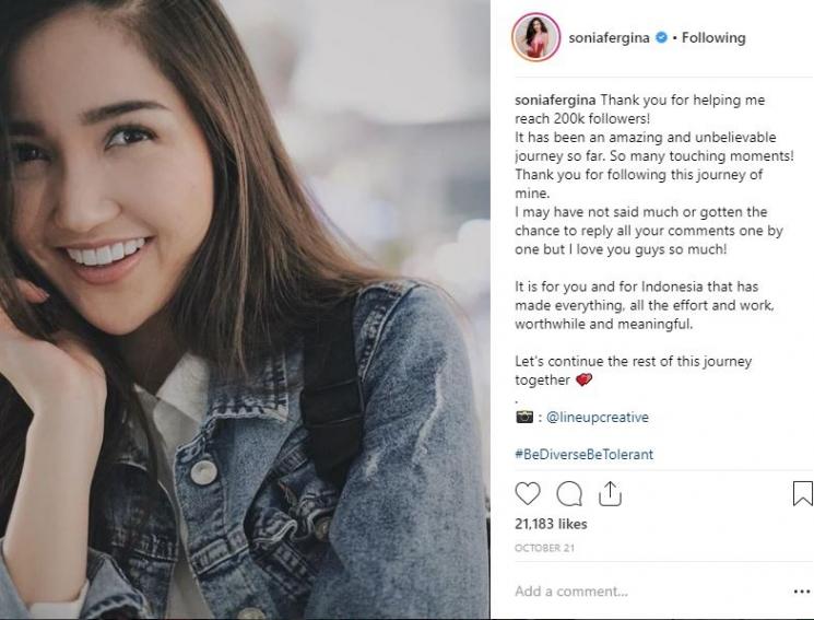 Sonia Fergina Citra. (Instagram/@soiniafergina)