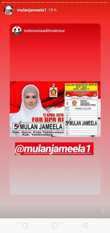 Mulan Jameela jadi caleg partai (Instagram/@mulanjameela1)