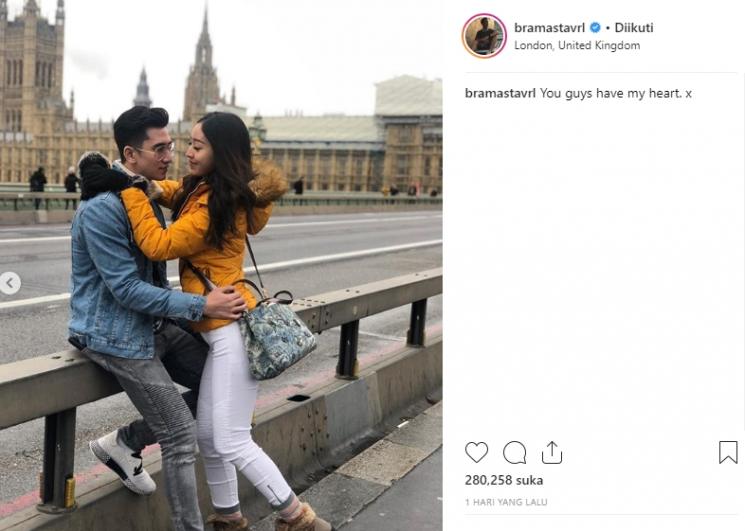 Natasha Wilona dan Verrel Bramasta Liburan di London (Instagram/@bramastavrl)