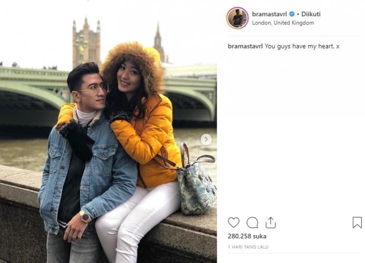 Natasha Wilona dan Verrel Bramasta Liburan di London (Instagram/@bramastavrl)