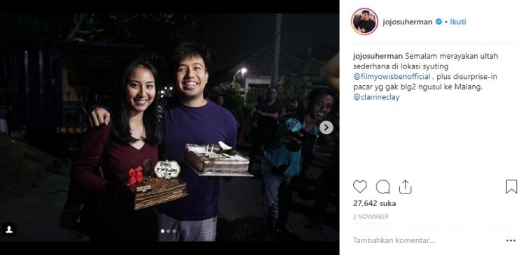 Joshua Suherman dan Clairine Clay  (Instagram/@jojosuherman)