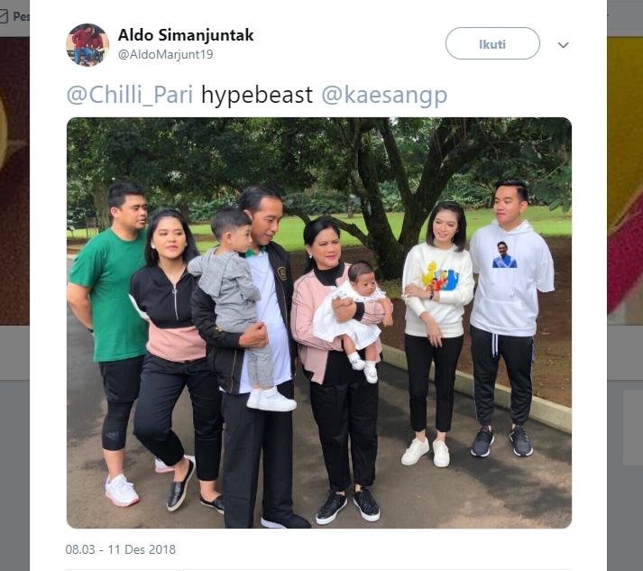 Edita foto keluarga Jokowi. (Twitter/@AldoMarjunt19)