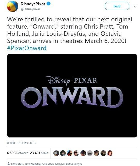 Pengumuman film Onward. (Twitter/@DisneyPixar)