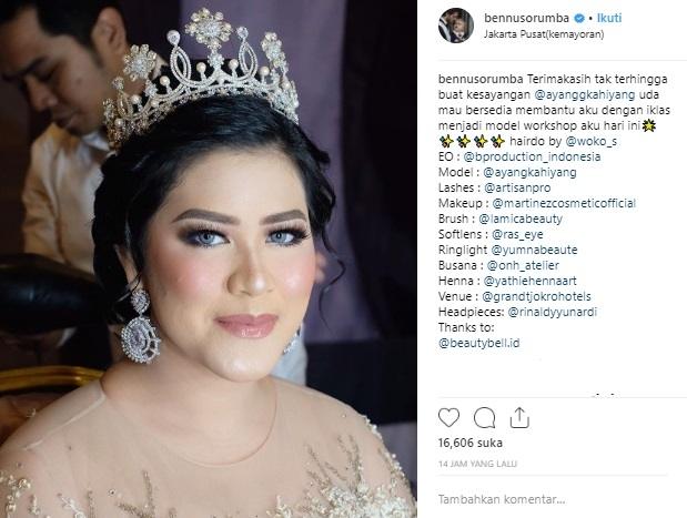 Kahiyang Ayu jadi model. (Instagram/@bennusorumba)
