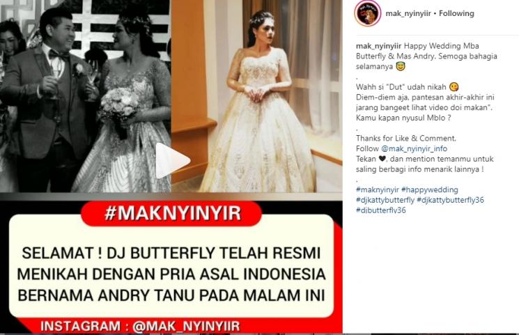 DJ Katty Butterfly menikah. (Instagram/@mak_nyinyiir)