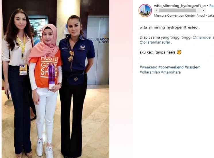 Kegiatan Manohara Odelia Pinot di dunia politik. (Instagram/@wita_slimming_hydrogenft_esteo)