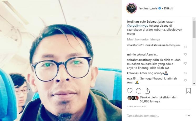 Seleb berduka atas meninggalnya Aa Jimmy. (Instagram/@ferdinan_sule)