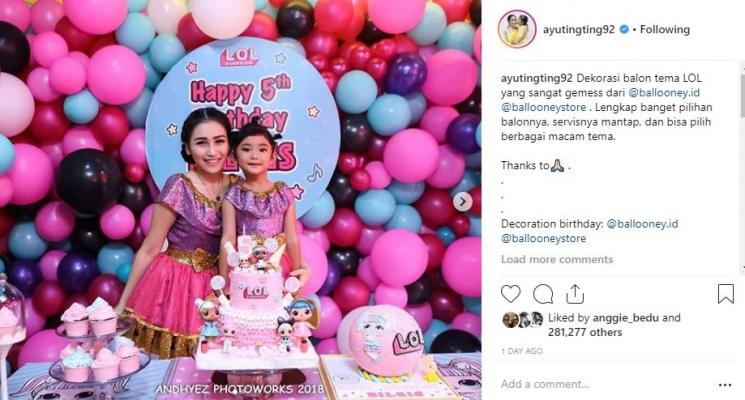 Keseruan pesta ulang tahun Bilqis. (Instagram/@ayutingting92)