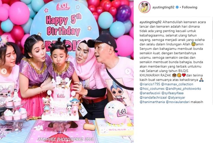 Keseruan pesta ulang tahun Bilqis. (Instagram/@ayutingting92)