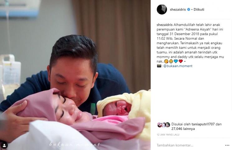 Sheza Idris melahirkan (Instagram/@shezaidris)
