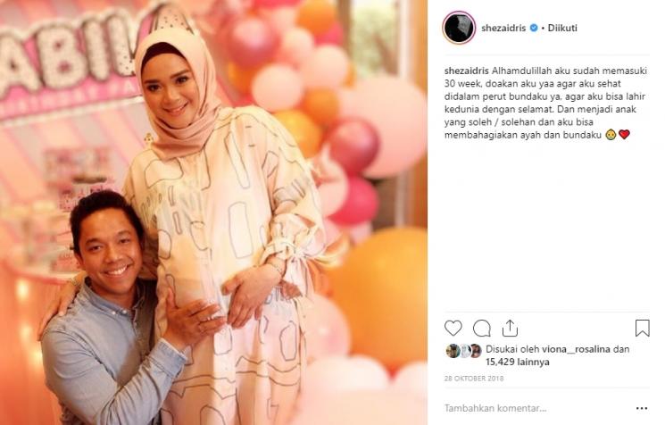 Kehamilan Sheza Idris. (Instagram/@shezaidris)