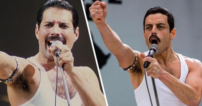 Freddie Mercury (kiri) dan Rami Malek (kanan). (Instagram/@nyc_fotos)