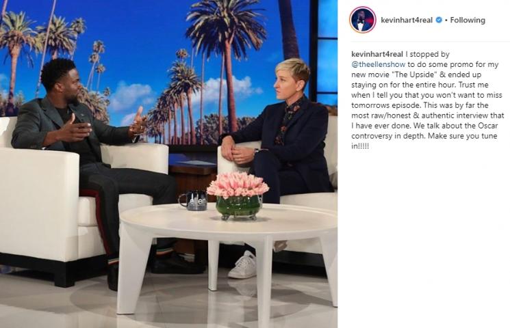 Kevin Hart saat jadi bintang tamu di acara The Ellen DeGeneres Show. (Instagram/@kevinhart4real)