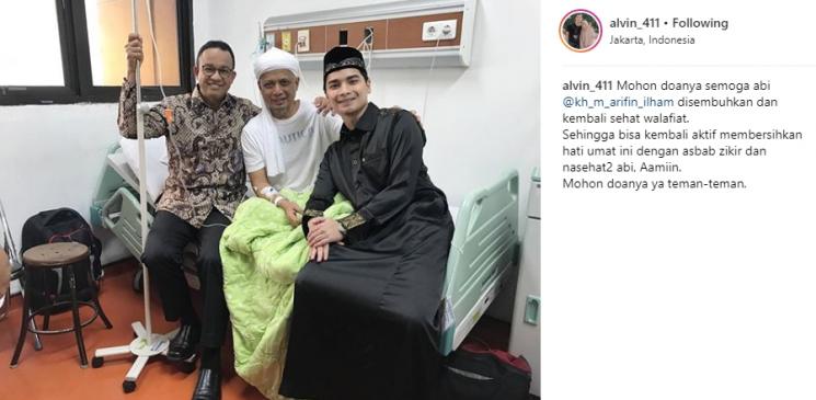 Anies Baswedan, Ustaz Arifin Ilham dan Muhammad Alvin Faiz. (Instagram/@alvin_411)