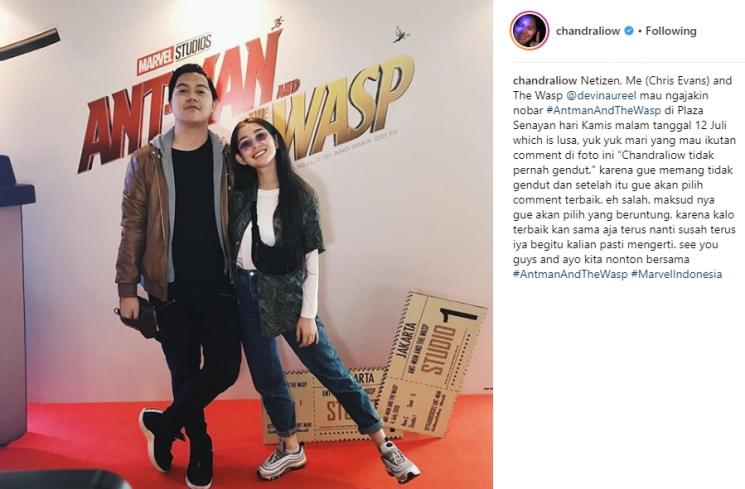 Devina Aurel dan Chandra Liow. (Instagram/@chandraliow)