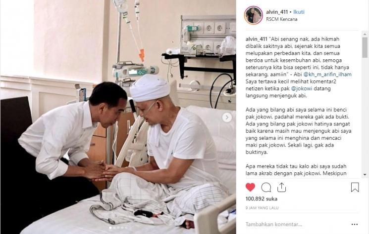 Jokowi jenguk Ustaz Arifin Ilham. (Instagram/@alvin_411)