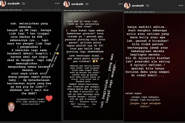 Aura Kasih jawab rasa penasaran publik. (Instagram/@aurakasih)