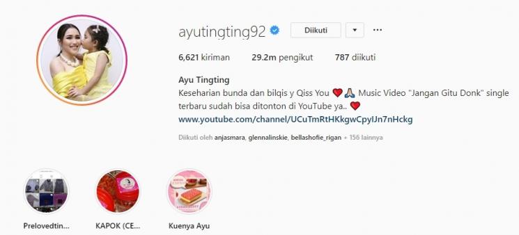 Ayu Ting Ting. (Instagram/@ayutingting92)